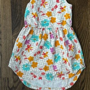 Tea Collection Floral Kids Dress - White, Orange, Blue, Pink